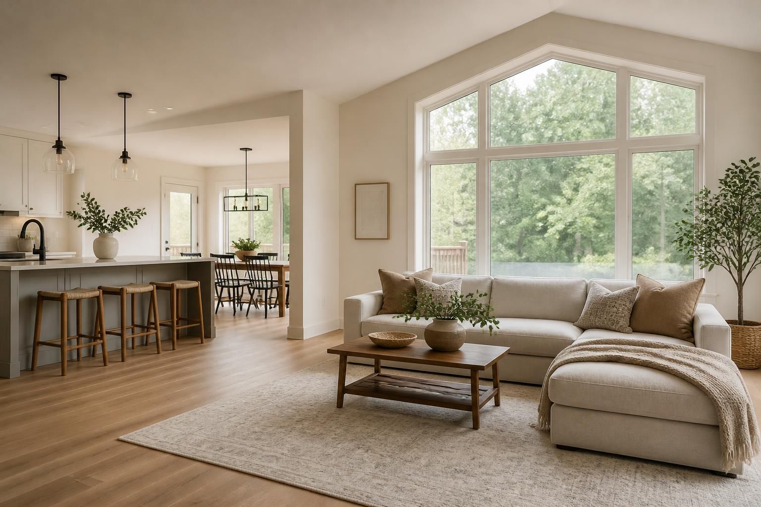 Bright finished home addition with open space and natural light.