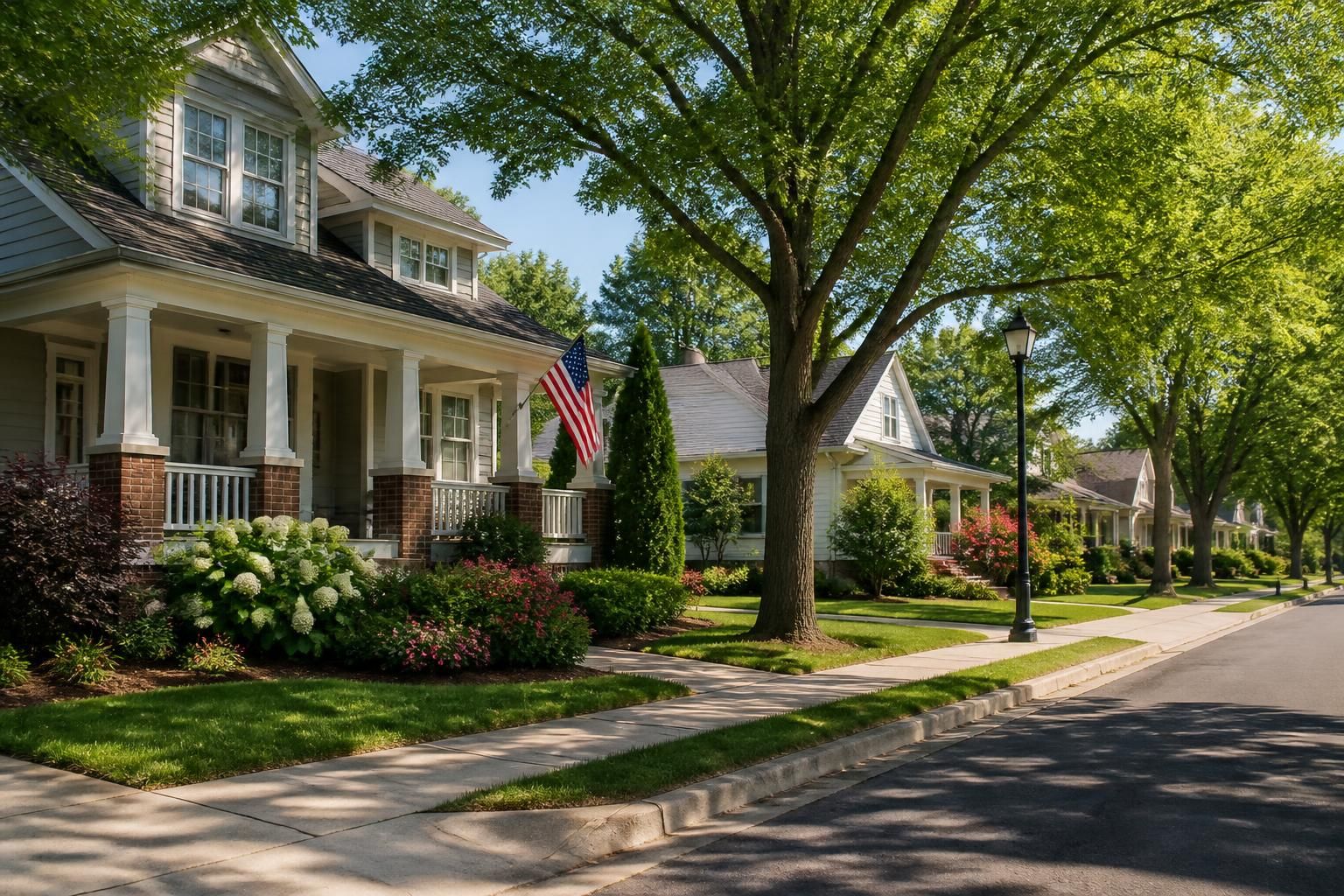 Welcoming Rock Hill neighborhood with well-kept homes and trees.