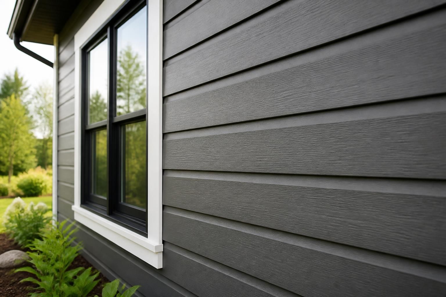 Freshly installed exterior siding on a modern home.